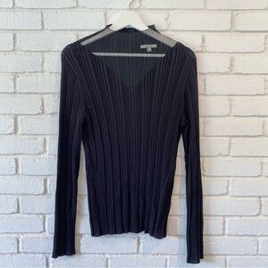 House of Dagmar Black High Neck Crinkle Blouse Shirt Women’s Size Large